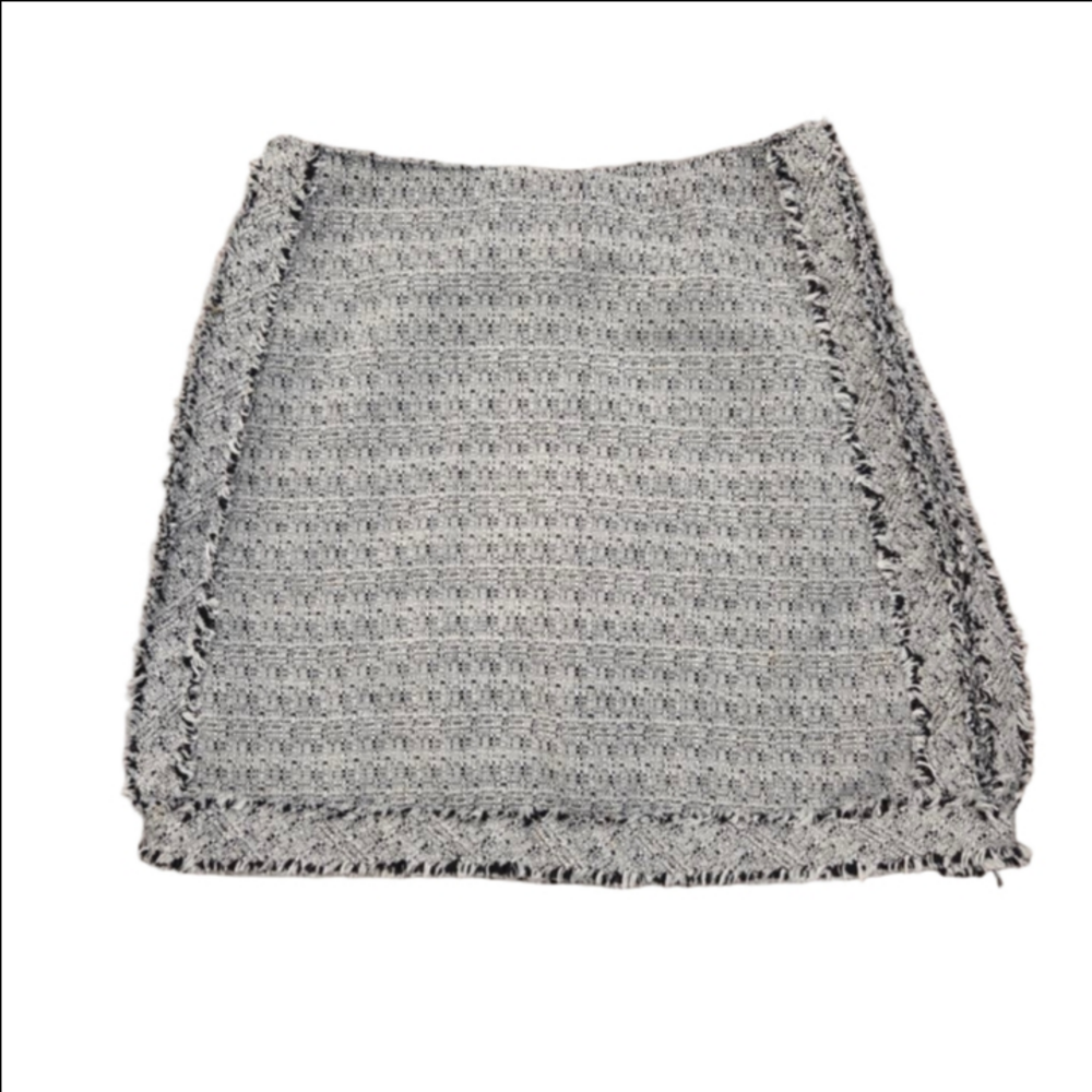 Women's Black Dot white and black Tweed Frayed Hem skirt 28" waist